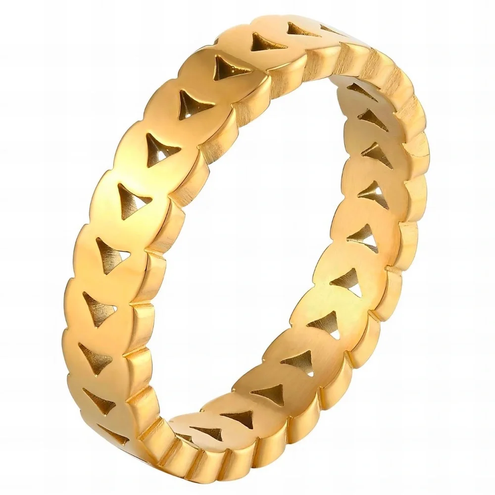 Gold Triangle Pattern Ring - Picture 1 of 2
